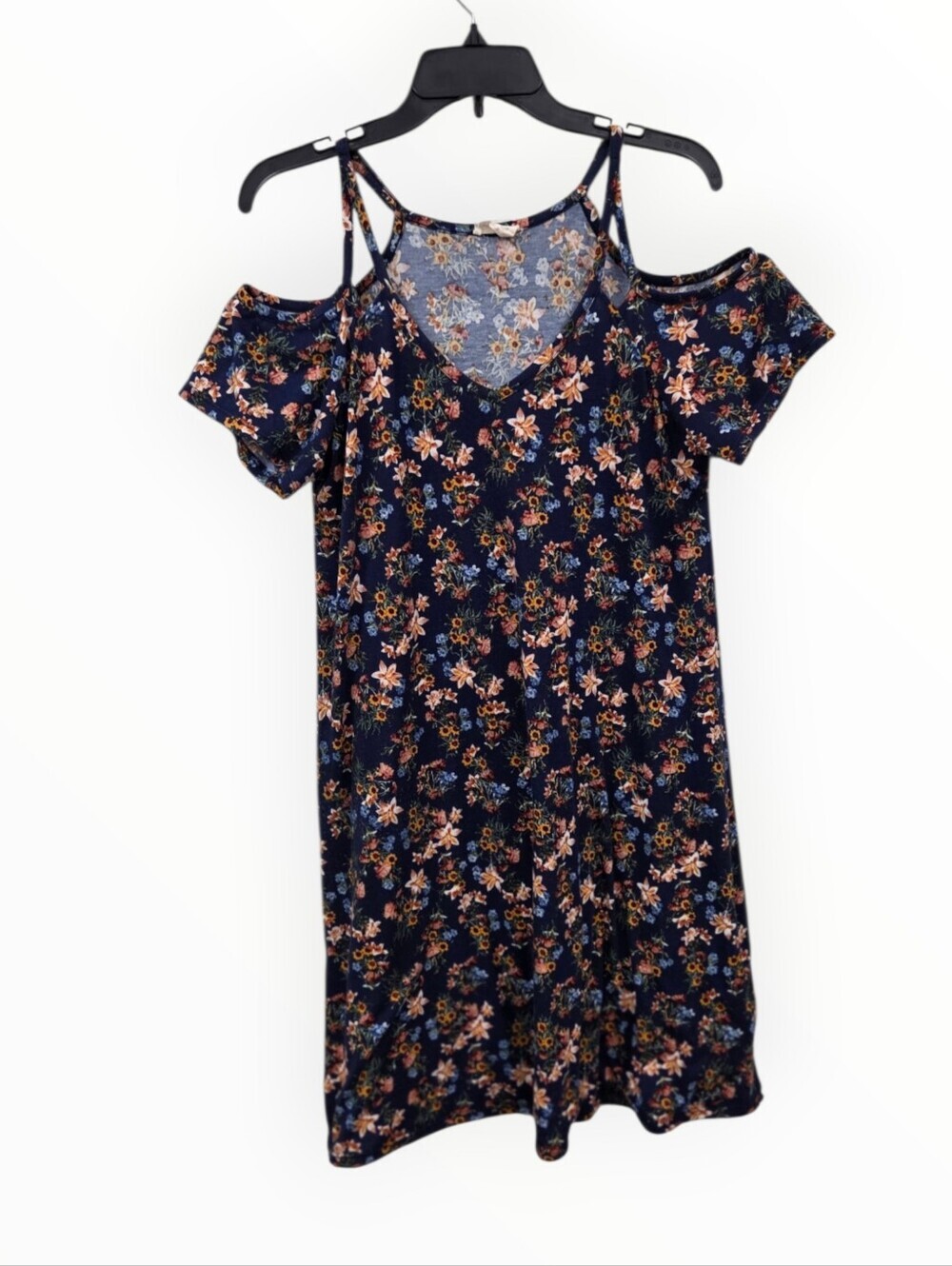 143 story (TJMAXX) Navy Floral Cold-Shoulder Sundress w sunflowers
